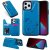 iPhone 12 Pro Max Luxury Bee and Cat Magnetic Card Slots Stand Cover Blue