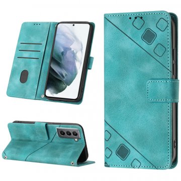 Skin-friendly Samsung Galaxy S21 Wallet Stand Case with Wrist Strap Green