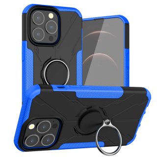 iPhone 13 Pro Hybrid Rugged Ring Kickstand Case Blue