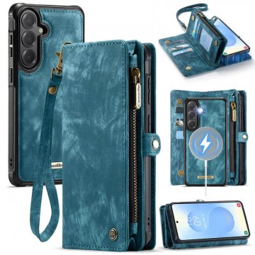 CaseMe Samsung Galaxy S26 Plus 2-in-1 Magnetic RFID Wallet Case with Wireless Charging & Wrist Strap Blue