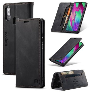 Autspace Samsung Galaxy A40 Wallet Kickstand Magnetic Case Black