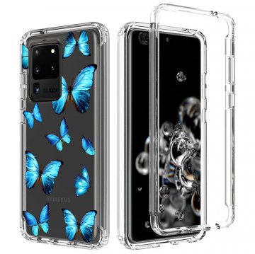 Samsung Galaxy S20 Ultra Clear Bumper TPU Blue Butterfly Case