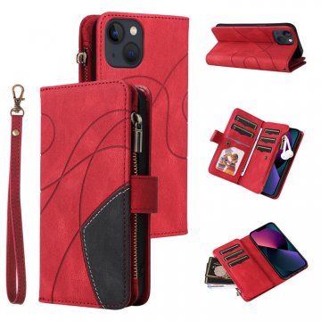 iPhone 13 Zipper Wallet Magnetic Stand Case Red