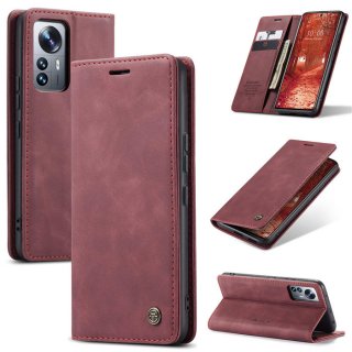 CaseMe Xiaomi 12 Lite Wallet Kickstand Magnetic Case Red