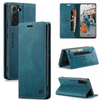 AutSpace Samsung Galaxy S22 Plus Wallet RFID Blocking Case Blue
