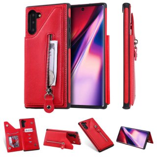 Samsung Galaxy Note 10 Wallet Card Slots Shockproof Cover Red