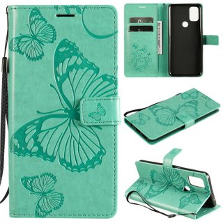 OnePlus Nord N10 5G Embossed Butterfly Wallet Magnetic Stand Case Green