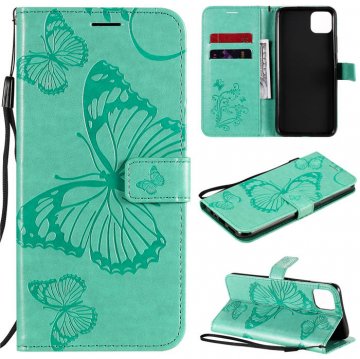 OPPO Realme C11 Embossed Butterfly Wallet Magnetic Stand Case Green