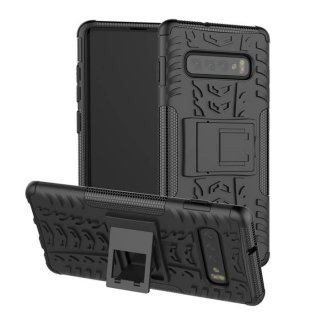 Samsung Galaxy S10 Plus Hybrid Rugged PC + TPU Kickstand Case Black