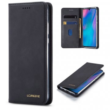 LC.IMEEKE Huawei P30 Lite Wallet Magnetic Kickstand Case Black
