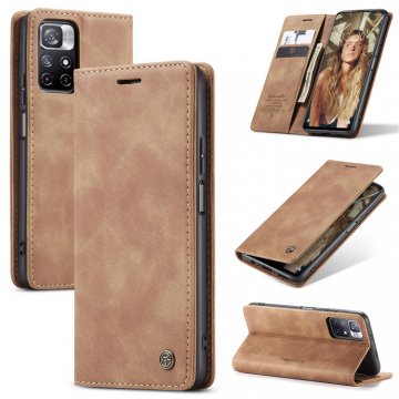 CaseMe Xiaomi Poco M4 Pro 5G Wallet Magnetic Case Brown