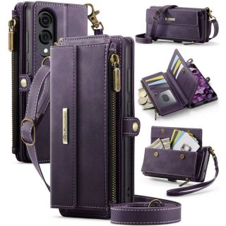 CaseMe Samsung Galaxy S25 Edge Crossbody Wallet Case with RFID Blocking & Wireless Charging Purple