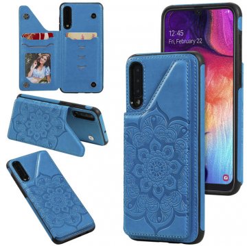 Samsung Galaxy A50 Embossed Wallet Magnetic Stand Case Blue