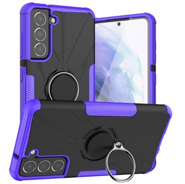Samsung Galaxy S21 FE Hybrid Rugged Ring Kickstand Case Purple