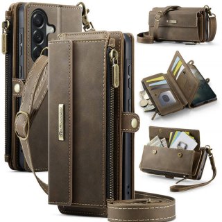 CaseMe Samsung Galaxy A57 Wallet Case with RFID Blocking, 9 Card Slots & Crossbody Strap Coffee