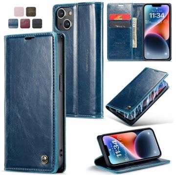 CaseMe iPhone 14 Plus Wallet Stand Magnetic Case Blue