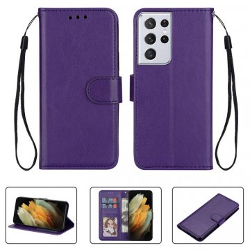 Samsung Galaxy S21/S21 Plus/S21 Ultra Crazy Horse Texture Wallet Case Purple