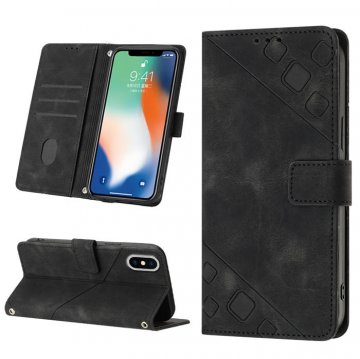 Skin-friendly iPhone X/XS Wallet Stand Case with Wrist Strap Black