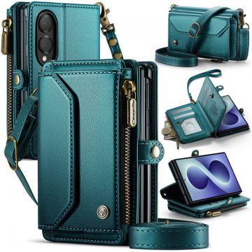 CaseMe Samsung Galaxy Z Fold8 RFID Wallet Case with Crossbody Strap, Zipper Pocket & Wireless Charging Green