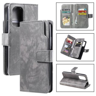 Xiaomi Redmi K40/K40 Pro Wallet 9 Card Slots Magnetic Case Gray