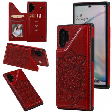 Samsung Galaxy Note 10 Plus Embossed Wallet Magnetic Stand Case Red