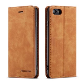 Forwenw iPhone 7/8/SE 2020 Wallet Kickstand Magnetic Case Brown