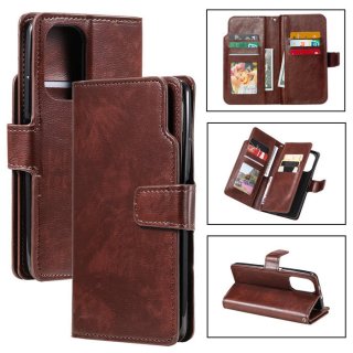 Xiaomi Redmi K40/K40 Pro Wallet 9 Card Slots Magnetic Case Brown