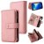 iPhone 14 Pro Wallet 15 Card Slots Case with Wrist Strap Pink