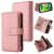 iPhone 13 Mini Wallet 15 Card Slots Case with Wrist Strap Pink