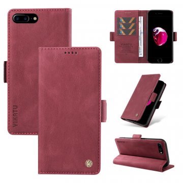 YIKATU iPhone 7 Plus/8 Plus Skin-touch Wallet Kickstand Case Wine Red