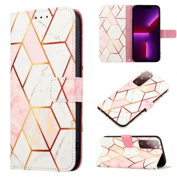 Marble Pattern Samsung Galaxy S20 FE Wallet Case Pink White