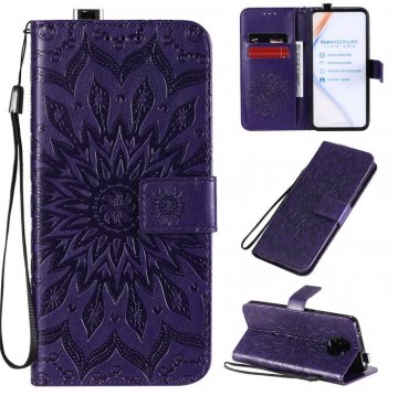 Xiaomi Redmi K30 Pro Embossed Sunflower Wallet Stand Case Purple