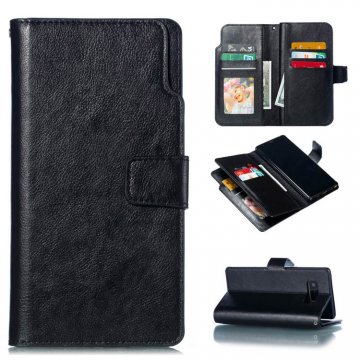 Samsung Galaxy Note 8 Wallet Stand Crazy Horse Leather Case Black