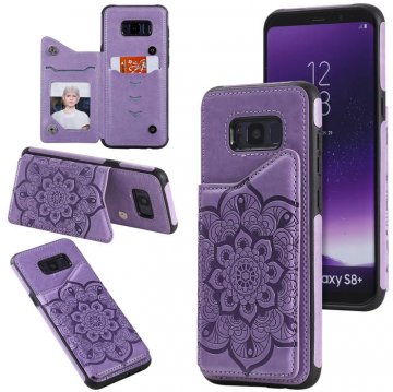 Samsung Galaxy S8 Plus Embossed Wallet Magnetic Stand Case Purple