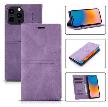 Wallet Kickstand Magnetic PU Leather Case Purple