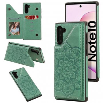 Samsung Galaxy Note 10 Embossed Wallet Magnetic Stand Case Green