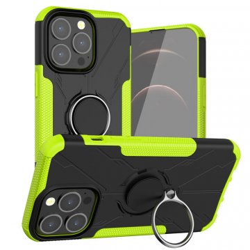 iPhone 13 Pro Max Hybrid Rugged Ring Kickstand Case Green