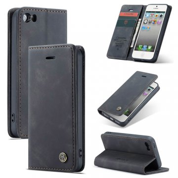 CaseMe iPhone SE/5S Retro Wallet Stand Magnetic Case Black