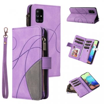 Samsung Galaxy A71 5G Zipper Wallet Magnetic Stand Case Purple