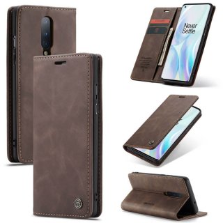 CaseMe OnePlus 8 Wallet Kickstand Magnetic Flip Leather Case Coffee