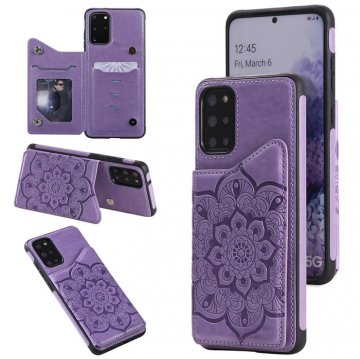 Samsung Galaxy S20 Plus Embossed Wallet Magnetic Stand Case Purple