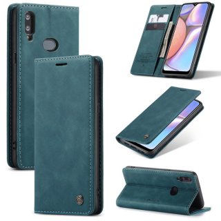 CaseMe Samsung Galaxy A10S Wallet Kickstand Magnetic Flip Leather Case Blue