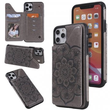 iPhone 11 Pro Max Embossed Wallet Magnetic Stand Case Gray