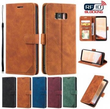 Samsung Galaxy S8 Wallet RFID Blocking Kickstand Case Brown