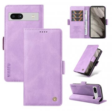 YIKATU Google Pixel 7A Skin-touch Wallet Kickstand Case Purple