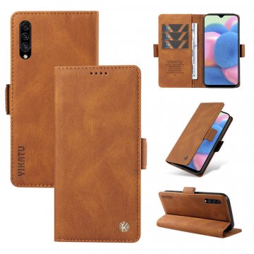 YIKATU Samsung Galaxy A50 Skin-touch Wallet Kickstand Case Brown