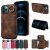 For iPhone 12/12 Pro Card Holder Ring Kickstand Case Coffee