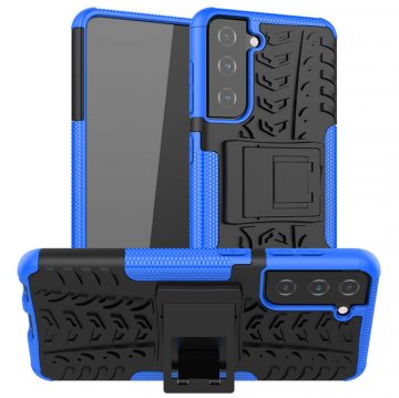 Samsung Galaxy S21 Hybrid Rugged PC + TPU Kickstand Case Blue