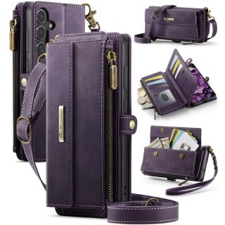 CaseMe Samsung Galaxy S24 FE Crossbody Wallet Case with RFID Blocking & Wireless Charging Purple