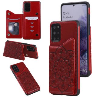 Samsung Galaxy S20 Plus Embossed Wallet Magnetic Stand Case Red